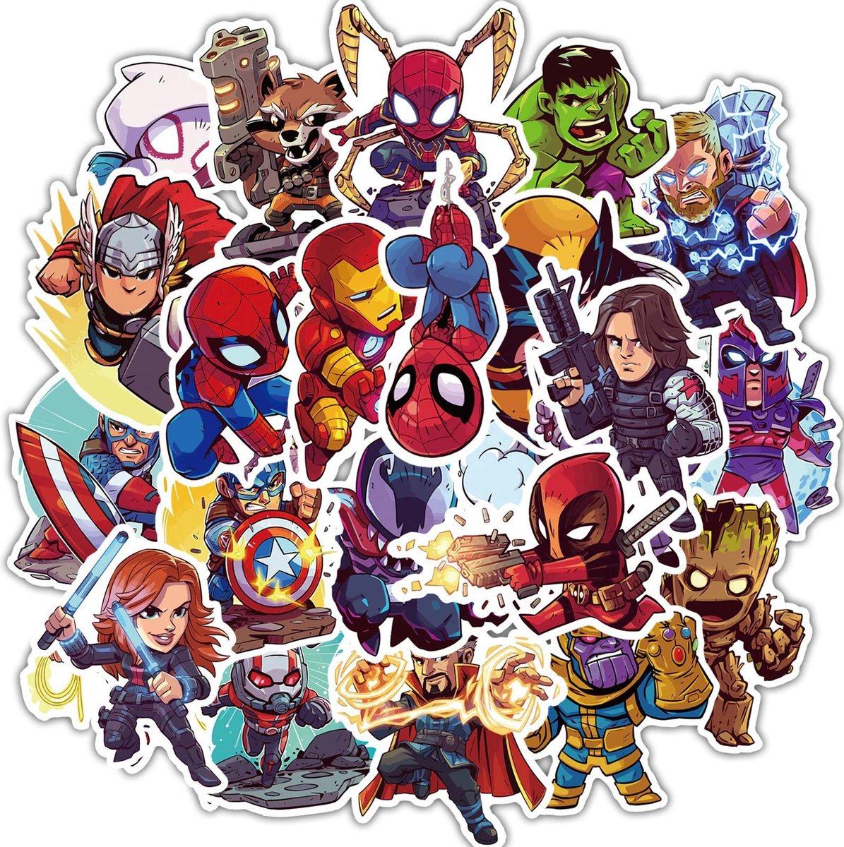 50 Marvel Avengers Stickers - Voor je Laptop Koffer Skateboard Fiets etc. | Film Tekenfilm Disney